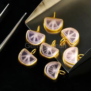 Colgante de Plata de Ley 925 con Baño de Oro Vermeil, con Amatista Rosa Tallada en Forma de Fruta de Naranja, Gema de Amatista Natural, Cristal Curativo, Venta al por Mayor - Product Image 1