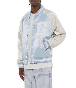 Chaqueta universitaria de satén con mangas en contraste para hombre, bordado bombardero de algodón personalizado, talla XL para el equipo universitario Letterman - Product Image 4