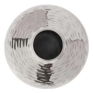 Jarrón Metálico Plateado con Acabado Martillado, Elegante Adorno para el Hogar, Ideal para Sala de Estar y Balcón, Disponible al Mejor Precio - Product Image 3