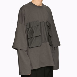 เสื้อยืดแขนยาวสองชั้นแบบหนาพิเศษ สั่งทำได้ตามต้องการ OEM สตรีทแวร์สำหรับทุกเพศ พิมพ์โลโก้ได้ สีพื้น คอทรงโอ ผ้าฝ้ายทอ - Product Image 5