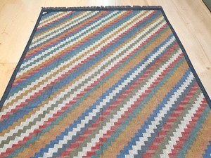 Alfombra Kilim Hecha a Mano con Patrón Geométrico, Tejido Plano de Lana y Acrílico, Rectangular, para Sala de Estar, con Base de Yute - Product Image 3