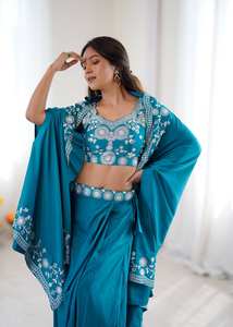 Nouvelle collection 2026 : Dhoti, Shrug et Choli de style occidental pour fêtes, toutes saisons, vente en gros - Product Image 5