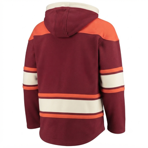 Sweat-shirt à capuche respirant tendance rouge foncé style maillot de hockey sur glace, pull vintage, vêtement de sport thermique d'hiver, 100 % coton - Product Image 2