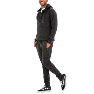 Ensemble de survêtement à capuche pour homme, couleur unie, polyester, tissu molletonné français, vêtements décontractés d'automne, respirant, jogging tricoté - Product Image 5