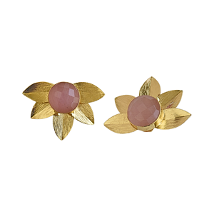 Pink Floral Studs in Brass Fashion <b>Earrings</b> Jewelry Suppliers Gold plated Custom <b>Earring</b> - Product Image 3