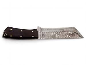 Cuchillo de Cocina Hecho a Mano con Acero de Damasco, Mango de Madera Negra y Bolster de Damasco - Product Image 1