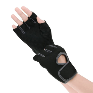 <b>Half</b> Finger Gym Gloves Neoprene Black Unisex Fitness Workout Gear Pull On Design Non <b>Slip</b> Breathable Moisture Wicking - Product Image 1