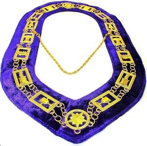 Collier de cérémonie maçonnique 33 degrés Rite écossais en velours violet avec chaîne dorée et petit bijou pendentif, collier de chaîne maçonnique - Product Image 2
