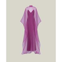 Robe longue trapèze élégante faite à la main de haute qualité, col en V, taille basse, manches longues, couleur personnalisable, translucide