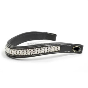 Bandeau de tête pour cheval en cuir rembourré blanc de qualité supérieure, décoré de cristaux blancs scintillants, bandeau de tête Diamante Bling. - Product Image 4