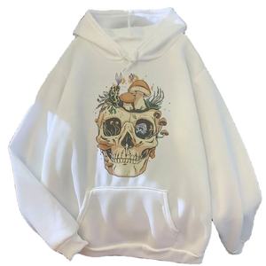 Otoño Invierno moda mujer jerséis con capucha coreano Kawaii calavera gráfico sudaderas Streetwear Casual diseño forrado de talla grande - Product Image 3