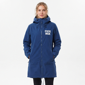 <b>Women</b> Hiking Camping <b>Long</b> <b>Hood</b> Jacket Full Zipper Waterproof Rain Coat <b>Women's</b> Embroidered Logo Outdoor Hard Shell <b>Long</b> Coat - Product Image 2