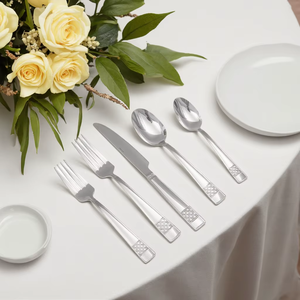 Ensemble de couverts en acier inoxydable de haute qualité, couverts modernes, couteau, fourchette, cuillère, vaisselle de mariage, écologique, poli miroir - Product Image 1