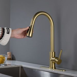 Rubinetto Miscelatore da Cucina in Acciaio Inox 304 Lucidato e Ottone con Doccetta Estraibile - Product Image 3