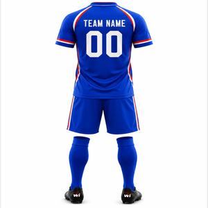 ชุดฟุตบอลชาย Warpro Industry คอวี แขนสั้น ผ้าโพลีเอสเตอร์พิมพ์ลายแบบ Sublimation สำหรับผู้ใหญ่ ทุกฤดูกาล แห้งเร็ว - Product Image 2
