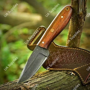 Cuchillo de Caza y Camping de Acero al Carbono Fijo con Mango de Palisandro, Hoja Biselada Táctica de Supervivencia, Funda de Cuero, Venta al por Mayor OEM/ODM - Product Image 5