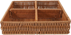 Panier de rangement tressé multi-compartiments en rotin plastique fait main, plateau amovible pour collations, pour l'organisation de la cuisine - Product Image 4
