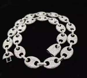 Collar de Cadena Cubana de Plata de Ley 925 con Baño de Oro Rosa y Moissanita Tallada, Estilo Hip Hop, Personalizable, Joyería Brillante Unisex - Product Image 5