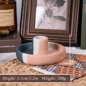 Trendiness Round Ceramic <b>Candle</b> Stick Stand For Tabletop In Home Decor Restaurant and Religious Rituals By UO INDIA - Product Image 3