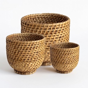 Panier à fleurs pas cher, pot en rotin, support pour pot, décoration de jardin intérieur/extérieur - Product Image 2