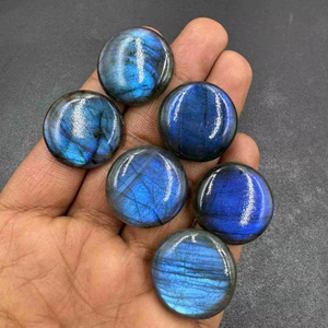 25mm Naturel Bleu Flashy Labradorite Cabochon Lisse Forme Ronde Cristal En Vrac Pierres Précieuses Fabrication De Bijoux En Gros Gemmes - Product Image 1