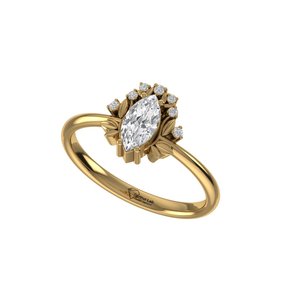 แหวนเพชรทรงมาร์คีส์ขนาด 7 US ไซส์ ผลิตในห้องปฏิบัติการ เงินแท้ 925  ทอง 9kt, 14kt, 18kt สำหรับเครื่องประดับผู้หญิง - Product Image 3