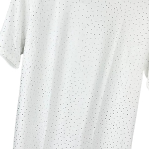 Camiseta negra personalizada de algodón de alto gramaje con pedrería, estilo urbano desgastado, gráfico brillante, estilo corto, ropa de moda. - Product Image 6