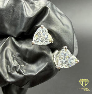 Classic Heart Cut Moissanite Diamond Earrings 925 Sterling <b>Silver</b> Luxury Women <b>Stud</b> Jewelry - Product Image 2