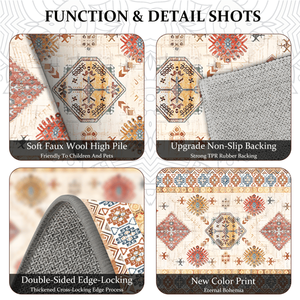 Boho 3-Piece Non-Slip Kitchen Rug Set Thick <b>Washable</b> Floor Mats <b>Runner</b> and Mats Durable Kitchen Flooring - Product Image 6