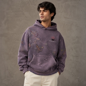 Premium Casual Sweatshirt Soft Comfortable Fabric Distressed Vintage Finish With Embroidery Men Distressed Embroidery Hoodies - Product Image 1