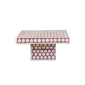 แท่นวางเค้กหินอ่อนสีขาวชุบเดี่ยวสำหรับตกแต่งงานแต่งงาน - Product Image 1