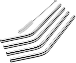 Stainless Steel <b>Drinking</b> <b>Straws</b> Set with Cleaning Brush Straight Metal <b>Straws</b> <b>for</b> Cocktails Bar Accessories - Product Image 4
