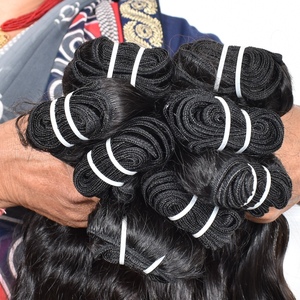 Extensiones de Cabello Humano Natural Indio Remy Sin Químicos, Ondulado, Doble Trama a Máquina, 100g - Product Image 1