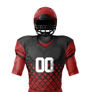 Ensemble d'uniformes de football américain rouge et noir, maillot sublimé à manches courtes, respirant, ajusté, pour hommes adultes, toutes saisons - Product Image 6