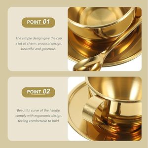 Premium Golden Stainless Steel <b>Tea</b> Cup with Saucer & Spoon <b>Set</b> Luxury Coffee Mug <b>Set</b> for Home Office & <b>Gifting</b> - Product Image 2