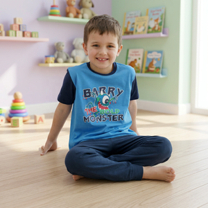 ชุดเสื้อผ้าเด็กผู้ชายลายทางชุดนอนยาวเสื้อเจอร์ซี่100% ผ้าฝ้าย - Product Image 2