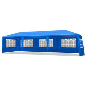 Gazebo per Matrimoni da Esterno in Lega di Titanio 3x9 Metri Impermeabile con 8 Pareti Laterali Rimovibili Blu - Product Image 5