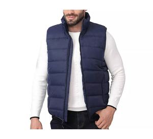 Gilet matelassé bleu marine pour homme avec logo personnalisé OEM, col montant, fermeture éclair, imperméable, coupe-vent, léger, vêtement d'extérieur formel - Product Image 1