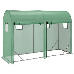 Serra a tunnel verde 10x3x7 piedi con finestre avvolgibili, porta con cerniera, telaio in acciaio, copertura in PE, per coltivazione idroponica, serra walk-in in legno - Product Image 1