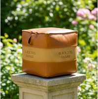 Pouf confortable en cuir et toile avec rembourrage en fibres de coton, repose-pieds, siège supplémentaire pour salons et chambres, tabouret gain de place