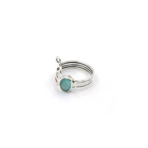 Aqua Chalcedony <b>Ring</b> Oval – Handmade Silver Plated Gemstone <b>Ring</b> Checker Cut Stone Statement <b>Ring</b> Boho Jewelry Nickel Free Brass - Product Image 4
