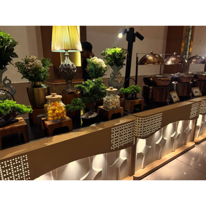 Mostrador de catering tipo buffet de acero inoxidable dorado y blanco con LED - Product Image 5