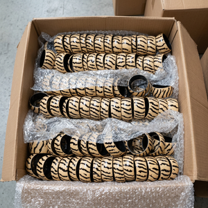 Handmade <b>Resin</b> Bangle with Abstract <b>Black</b> Jagged Stripes, Cream and <b>Black</b> <b>Epoxy</b> Bracelet with Glossy Finish, Wholesale Bulk Supp - Product Image 4