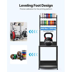 Carrello porta filamenti per stampante 3D a 4 livelli con ruote e supporto per bobine - Product Image 4