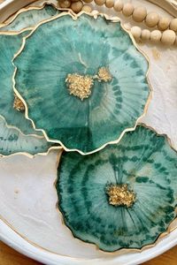 Luxury Handmade Resin Art <b>Coaster</b> Set Crystal Inspired Decorative <b>Table</b> <b>Coasters</b> with Metallic Accent and Premium Finish - Product Image 1