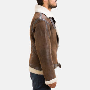 Chaqueta de Cuero Genuino Forest de Doble Cara, Cuello Alto, Cierre de Cremallera, Tejido Transpirable, Color Sólido, Informal, de Invierno, para Hombre - Product Image 3