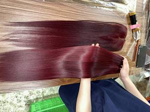 Paquets et fermeture de trame de couleur bourgogne droite d'os de cheveux humains vietnamiens de haute qualité - Product Image 3