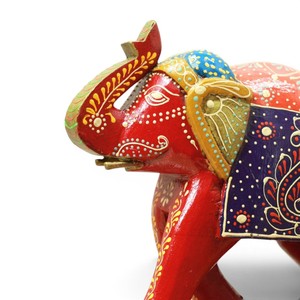 Handcrafted Painted Wooden <b>Elephant</b> Figurine | Traditional Hand-Painted Decorative <b>Elephant</b> Showpiece for Home <b>Decor</b> - Product Image 1