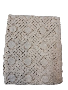 Wholesale Pure <b>White</b> Cotton Crochet <b>Lace</b> <b>Fabric</b> with Double-Sided Scalloped Borders, and Starburst Motifs for Designer Apparel - Product Image 1