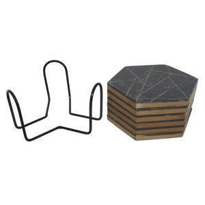 Posavasos geométricos hexagonales de madera, perfectos para una mesa elegante, áreas de comedor, cafeterías y rincones de café. Venta al por mayor desde India. - Product Image 1